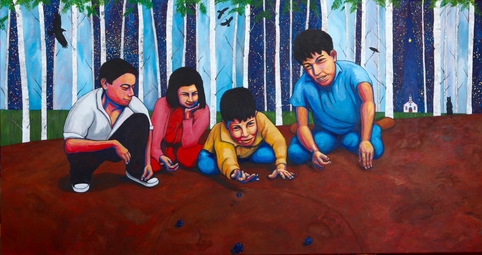 painting of children playing